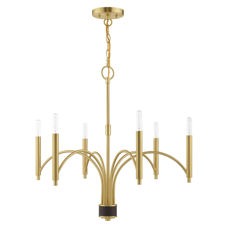 Wisteria 6-Light Chandelier in Satin Brass with Bronze Accents