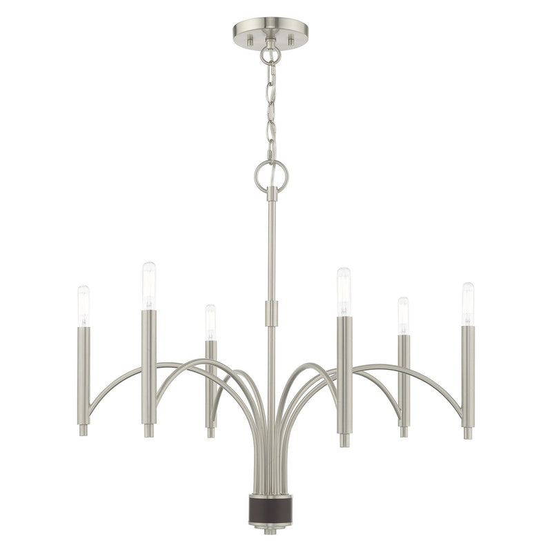Wisteria 6-Light Chandelier in Brushed Nickel with Bronze Accents