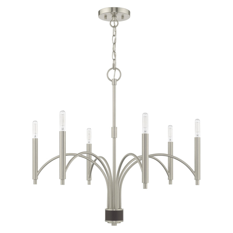 Wisteria 6-Light Chandelier in Brushed Nickel with Bronze Accents