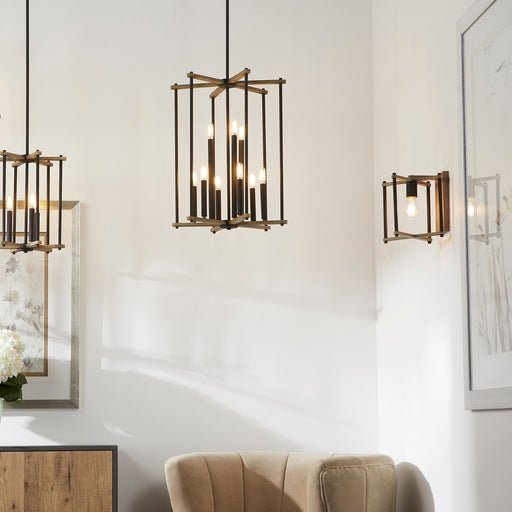 Silva 1 Light Wall Sconce in Textured Black w / Weathered Oak Finish