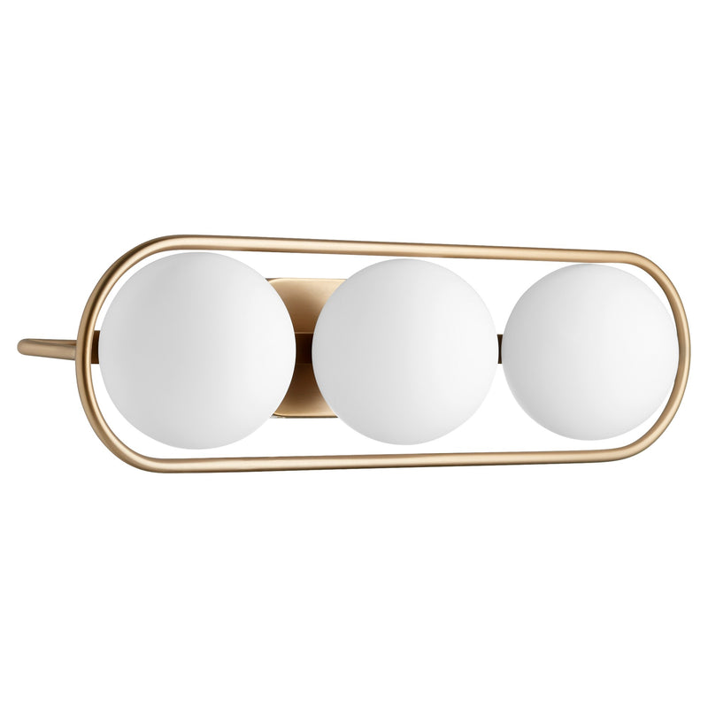 Belmont 3 Light Vanity in Aged Brass