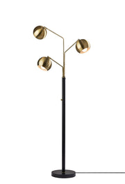 Emerson 3-Light Tree Floor Lamp in Black & Antique Brass