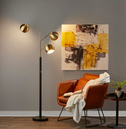Emerson 3-Light Tree Floor Lamp in Black & Antique Brass