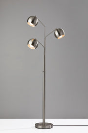 Emerson 3-Light Tree Floor Lamp in Brushed Steel