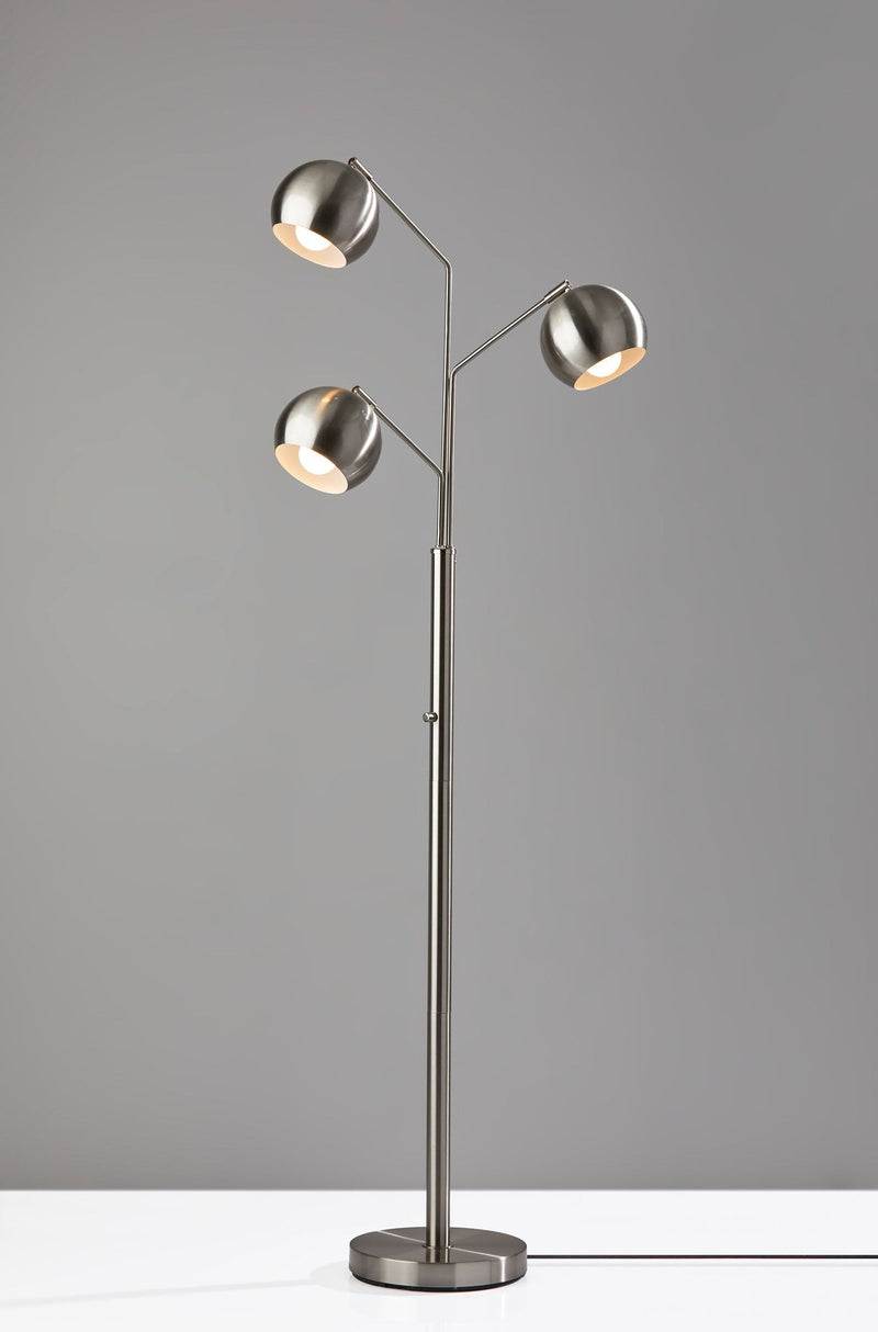 Emerson 3-Light Tree Floor Lamp in Brushed Steel