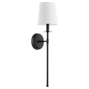 Belshaw Adjustable 1 Light Linen Shade Wall Sconce in Textured Black