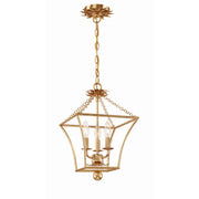Broche 3 Light 11" Chandelier in Antique Gold