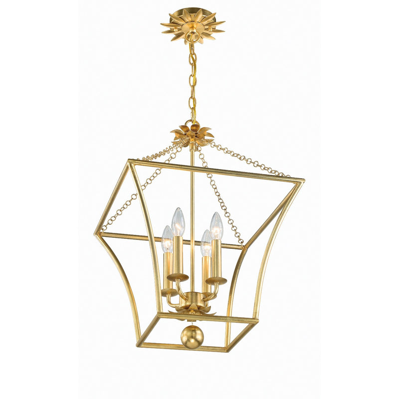 Broche 3 Light 11" Chandelier in Antique Gold