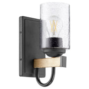 Pepper Glass 1 Light Wall Mount in Textured Black / Driftwood