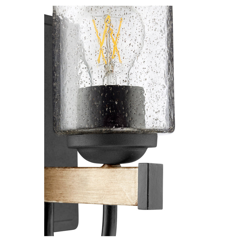 Pepper Glass 1 Light Wall Mount in Textured Black / Driftwood