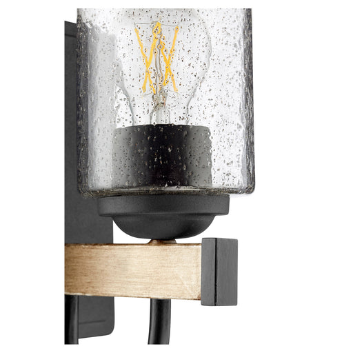 Pepper Glass 1 Light Wall Mount in Textured Black / Driftwood