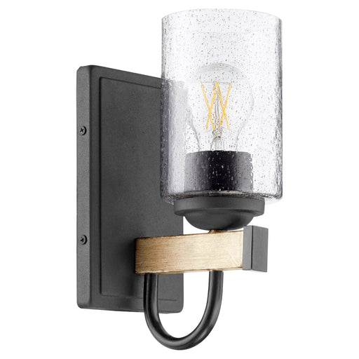 Pepper Glass 1 Light Wall Mount in Textured Black / Driftwood
