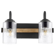 Pepper Glass 2 Light Vanity in Textured Black / Driftwood