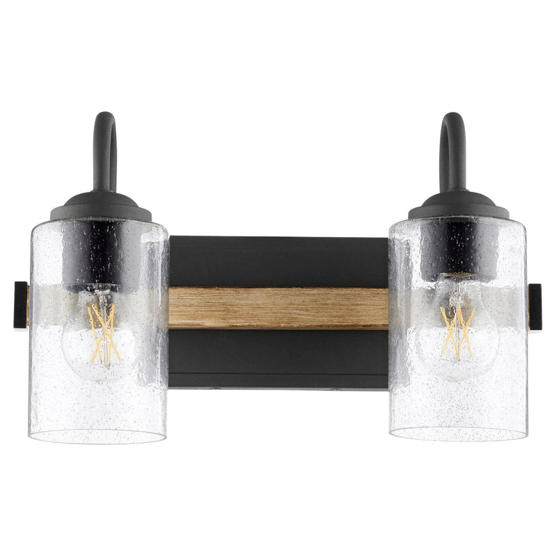 Pepper Glass 2 Light Vanity in Textured Black / Driftwood