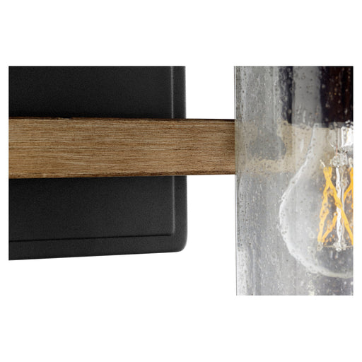 Pepper Glass 2 Light Vanity in Textured Black / Driftwood
