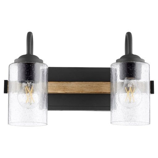 Pepper Glass 2 Light Vanity in Textured Black / Driftwood