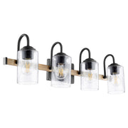 Pepper Glass 4 Light Vanity in Textured Black / Driftwood