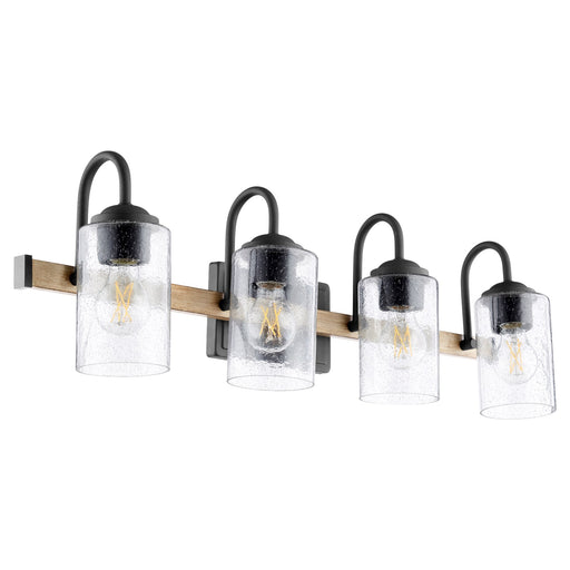 Pepper Glass 4 Light Vanity in Textured Black / Driftwood