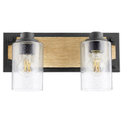 Corner Bracket 2 Light Vanity in Textured Black / Driftwood