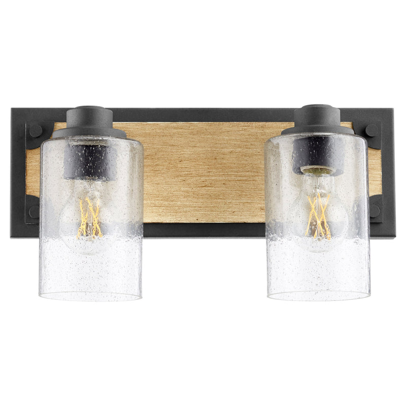 Corner Bracket 2 Light Vanity in Textured Black / Driftwood