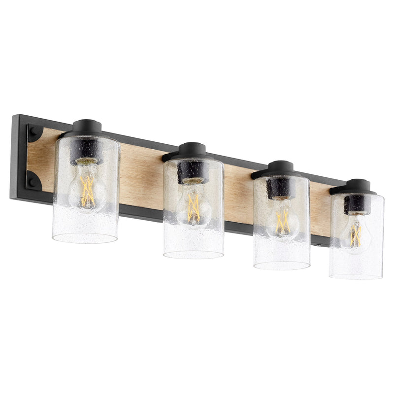 Corner Bracket 4 Light Vanity in Textured Black / Driftwood