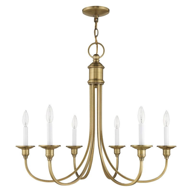 Cranford 6-Light Chandelier in Antique Brass