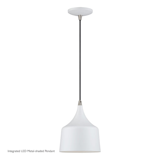 Bolita LED Pendant in White with Brushed Nickel Accents