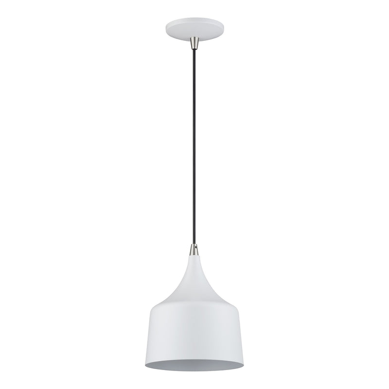 Bolita LED Pendant in White with Brushed Nickel Accents
