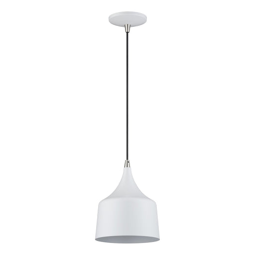 Bolita LED Pendant in White with Brushed Nickel Accents