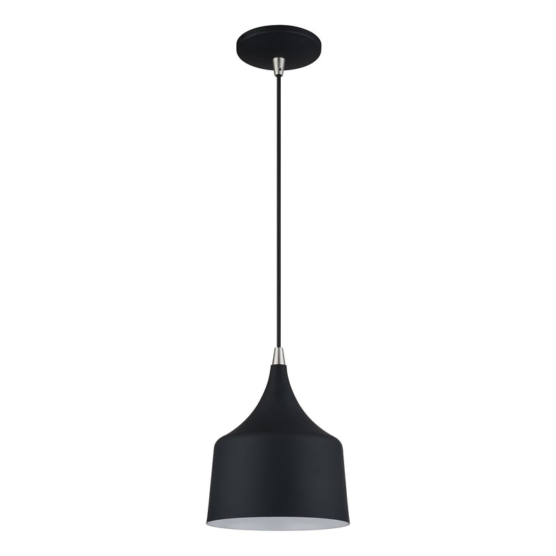 Bolita LED Pendant in Black with Brushed Nickel Accents