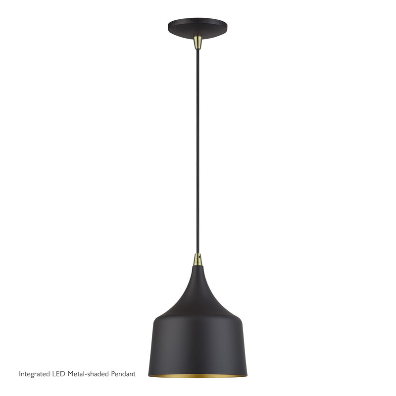 Bolita LED Pendant in Bronze with Antique Brass Accents