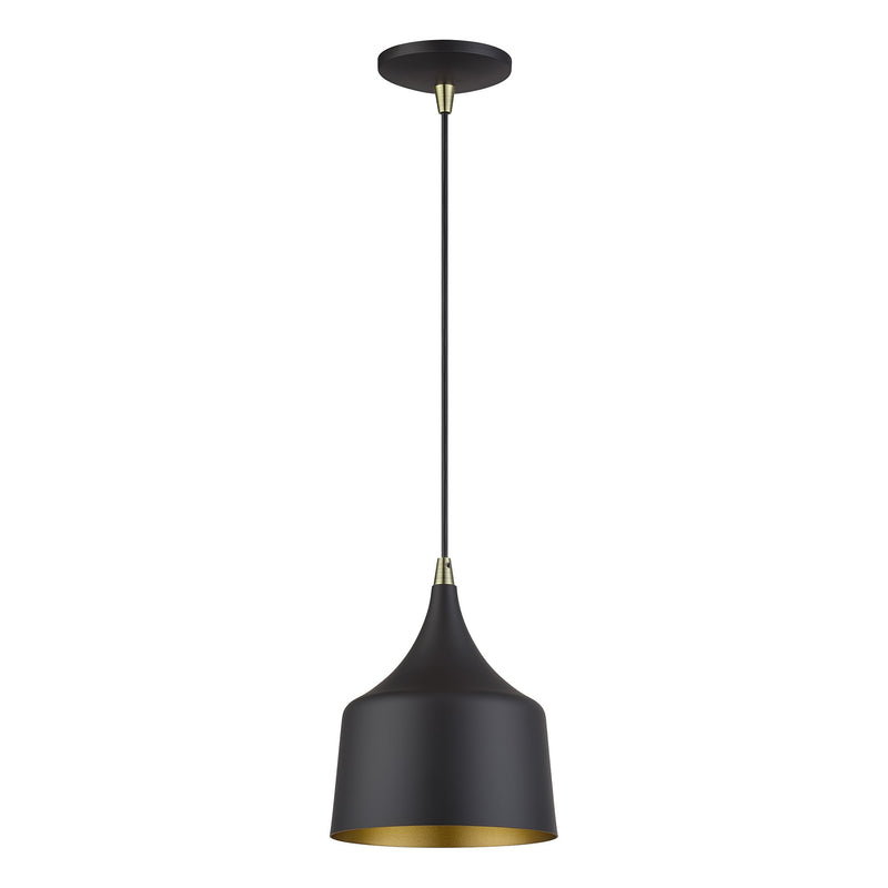 Bolita LED Pendant in Bronze with Antique Brass Accents