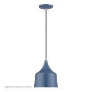 Bolita LED Pendant in Ocean Blue with Brushed Nickel Accents