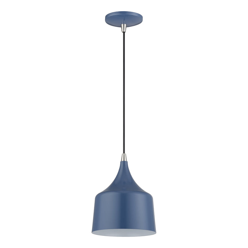 Bolita LED Pendant in Ocean Blue with Brushed Nickel Accents