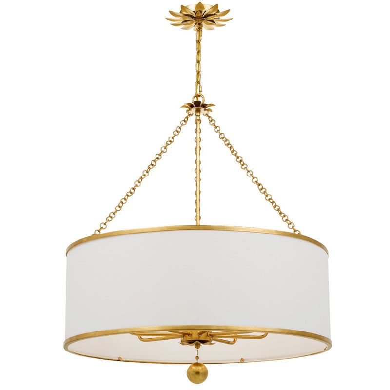 Broche 8 Light 29" Chandelier in Antique Gold