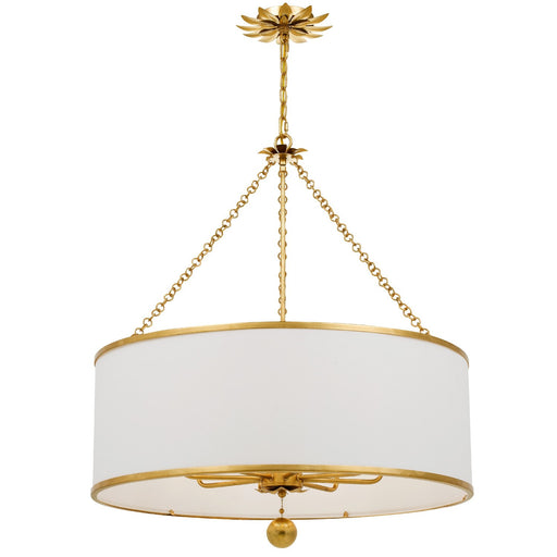 Broche 8 Light 29" Chandelier in Antique Gold