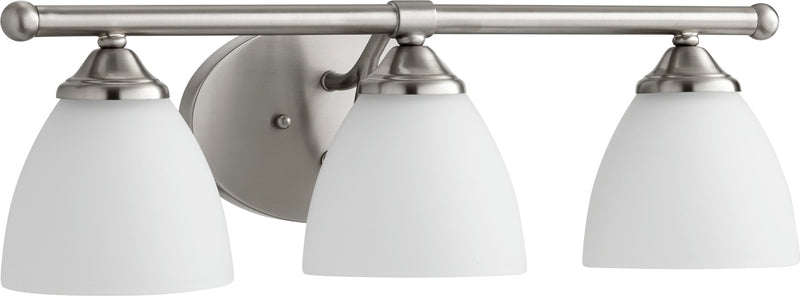 Brooks 3 Light Transitional Glass Vanity in Satin Nickel