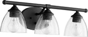 Brooks 3 Light Transitional Glass Vanity in Textured Black