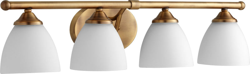 Brooks 4 Light Transitional Glass Vanity in Aged Brass