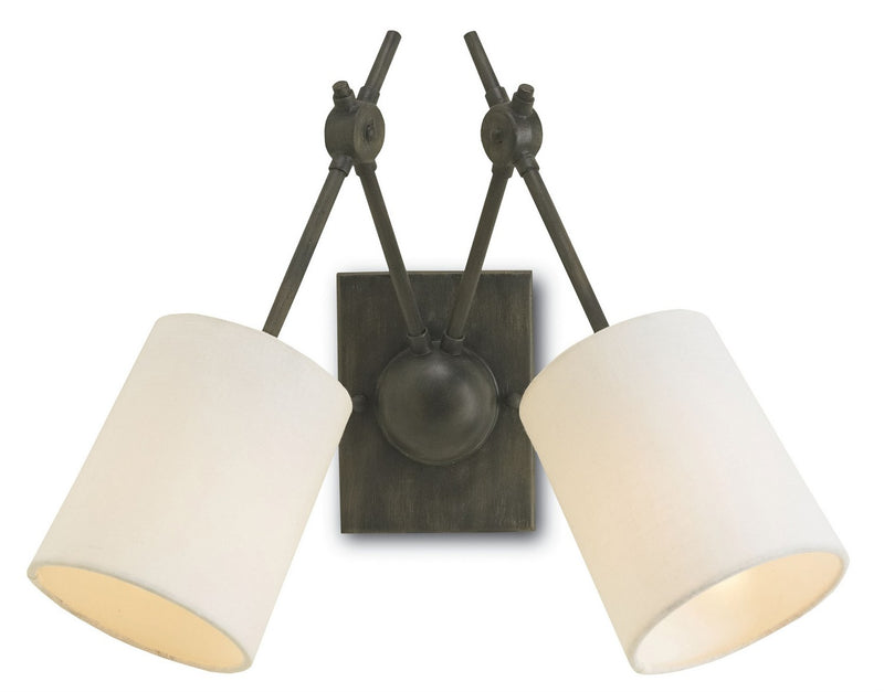 Compass 2-Light Wall Sconce in Black Iron
