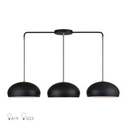 Domma 3-Light Linear Chandelier in Black with Brushed Nickel Accents