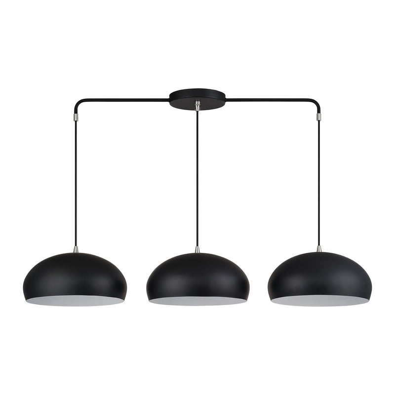 Domma 3-Light Linear Chandelier in Black with Brushed Nickel Accents