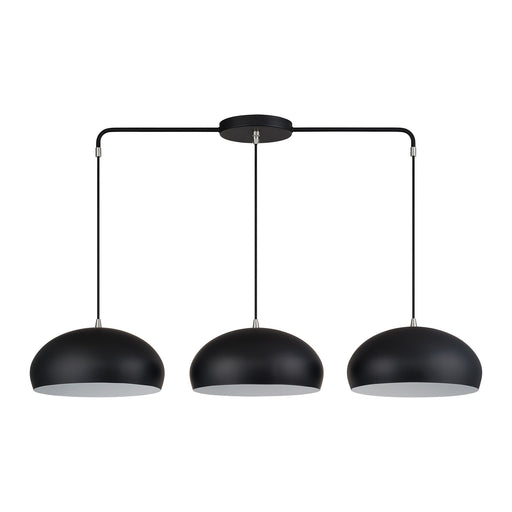 Domma 3-Light Linear Chandelier in Black with Brushed Nickel Accents