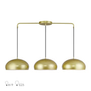 Domma 3-Light Linear Chandelier in Soft Gold with Polished Brass Accents