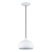 Domma Mini Pendant in White with Brushed Nickel Accents