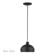 Domma Mini Pendant in Black with Brushed Nickel Accents