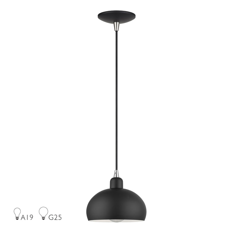 Domma Mini Pendant in Black with Brushed Nickel Accents