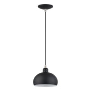 Domma Mini Pendant in Black with Brushed Nickel Accents