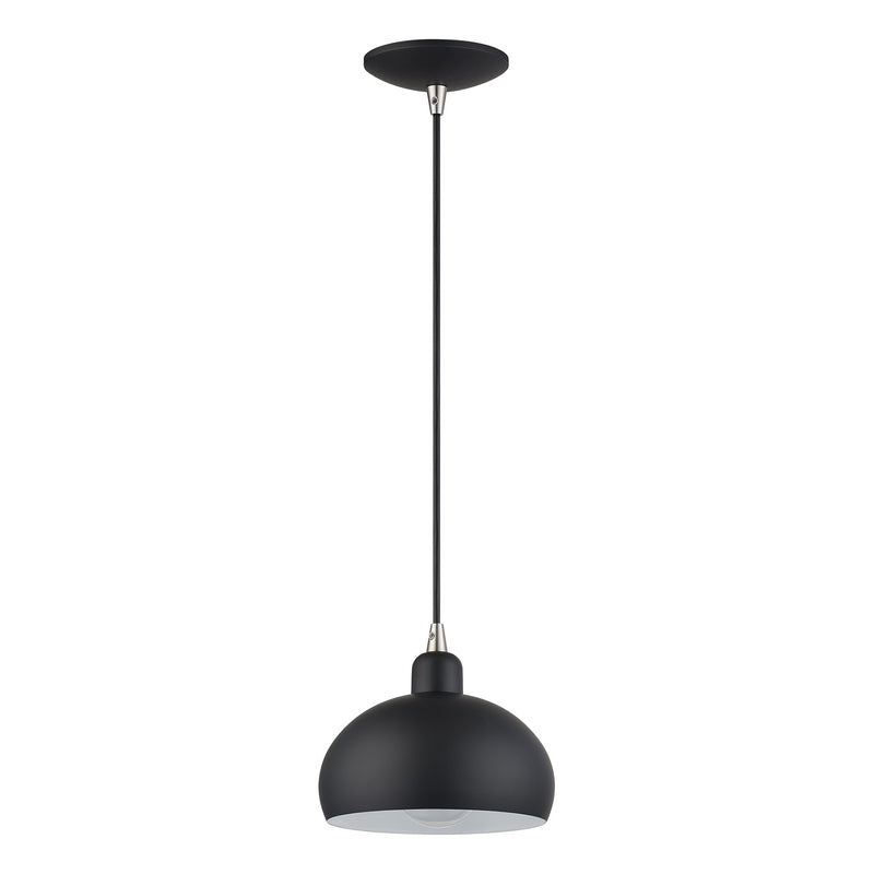Domma Mini Pendant in Black with Brushed Nickel Accents
