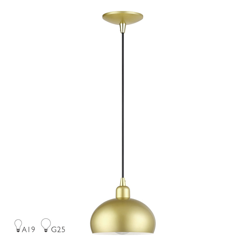 Domma Mini Pendant in Soft Gold with Polished Brass Accents